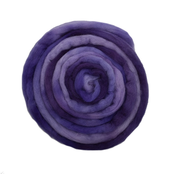 Corriedale Wool Roving/Top Hand Dyed Purple Plum 13331| Corriedale Wool | Sally Ridgway | Shop Wool, Felt and Fibre Online