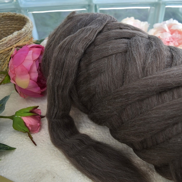 Chocolate Grey Merino and Corriedale Combed Wool Top ABP #17| Undyed Wool Roving Top | Sally Ridgway | Shop Wool, Felt and Fibre Online
