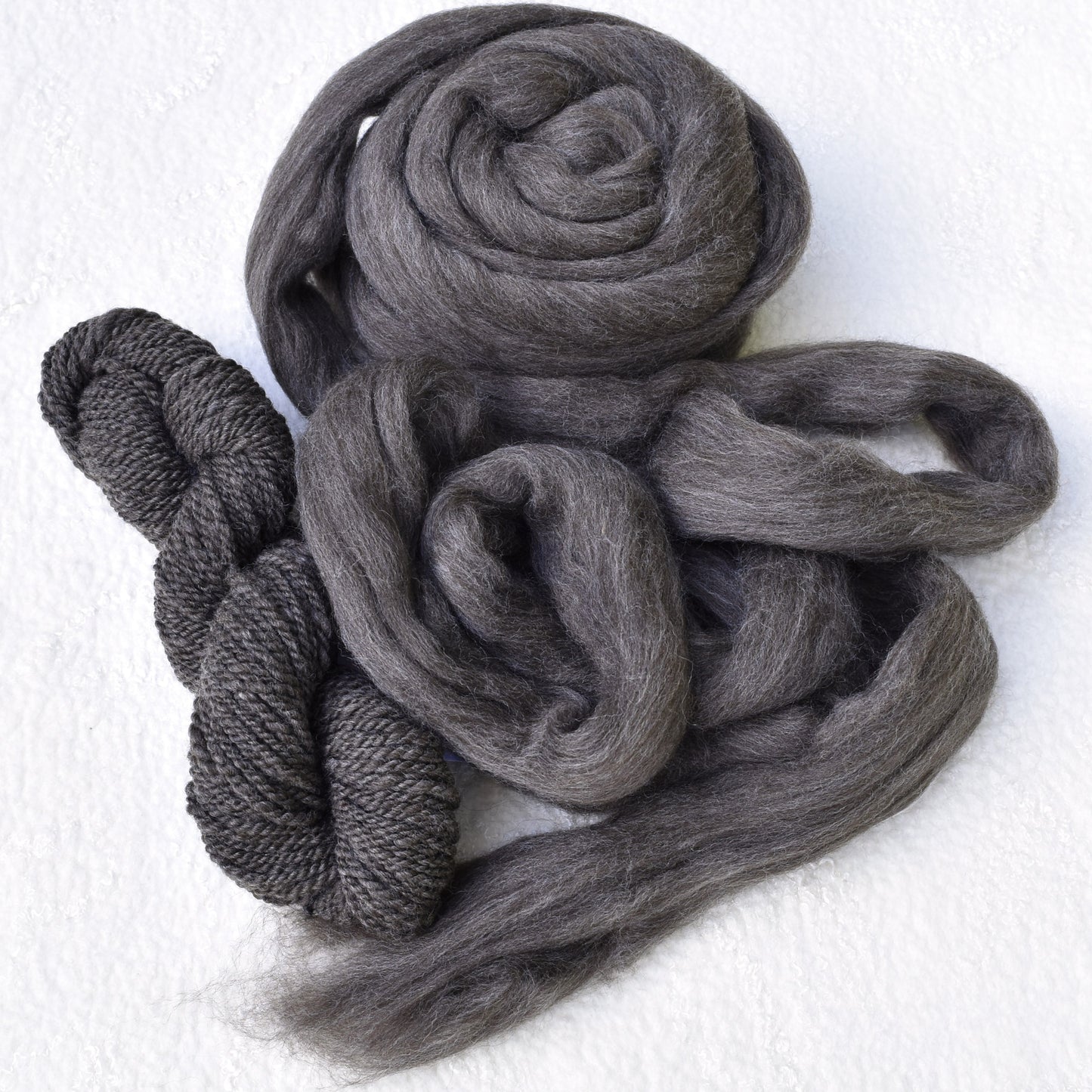 Dark Grey Merino and Corriedale Blend Combed Wool Top ABP 17| Undyed Wool Roving Top | Sally Ridgway | Shop Wool, Felt and Fibre Online