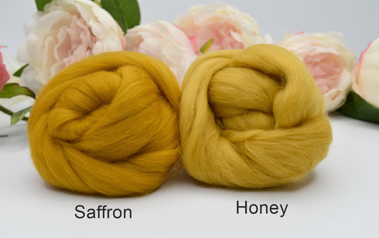 DHG Merino Wool Roving Honey Yellow| DHG Wool Tops | Sally Ridgway | Shop Wool, Felt and Fibre Online