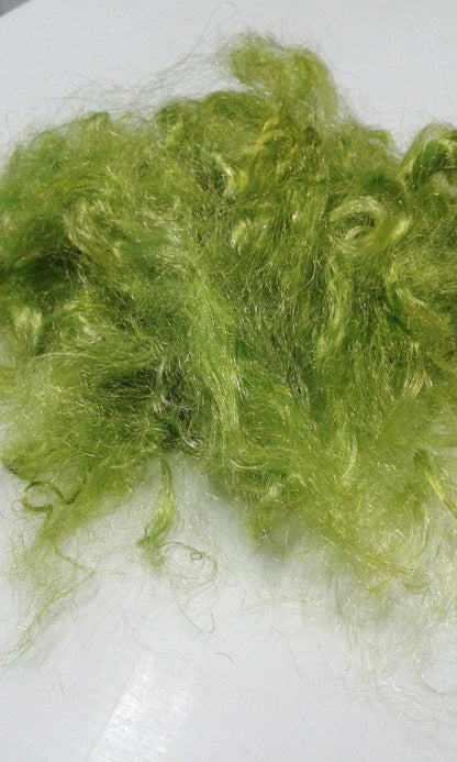Green Firestar fibre spinning felting blending carding Trilobal Nylon fibre spinning felting needle felting Green 20 grams 11224-2-Sally Ridgway Designs in Felt &amp; Fibre