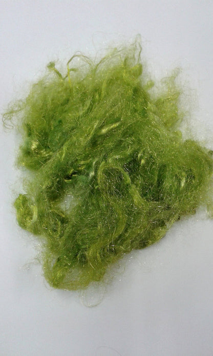 Green Firestar fibre spinning felting blending carding Trilobal Nylon fibre spinning felting needle felting Green 20 grams 11224-3-Sally Ridgway Designs in Felt &amp; Fibre