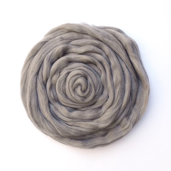 Grey Merino and Corriedale Blend Combed Wool Top ABP 16| Undyed Wool Roving Top | Sally Ridgway | Shop Wool, Felt and Fibre Online