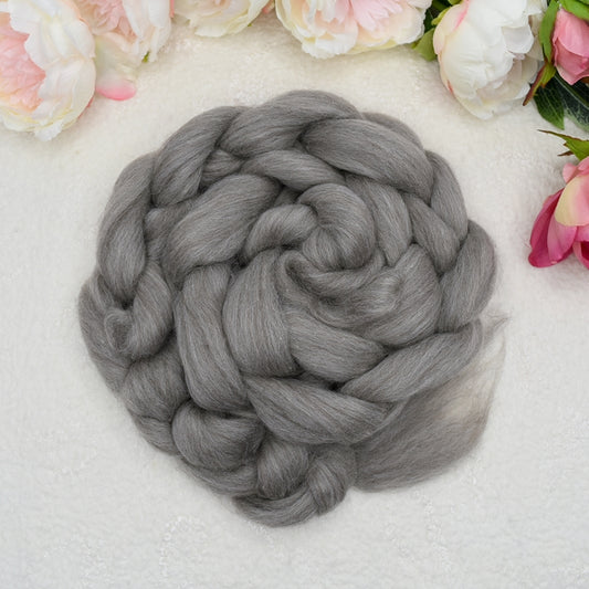 Grey Merino and Corriedale Blend Combed Wool Top| Undyed Wool Roving Top | Sally Ridgway | Shop Wool, Felt and Fibre Online