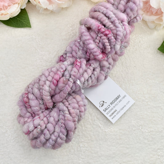 Hand Spun Chunky Art Yarn - Pink Blush| Hand Spun Yarn | Sally Ridgway | Shop Wool, Felt and Fibre Online