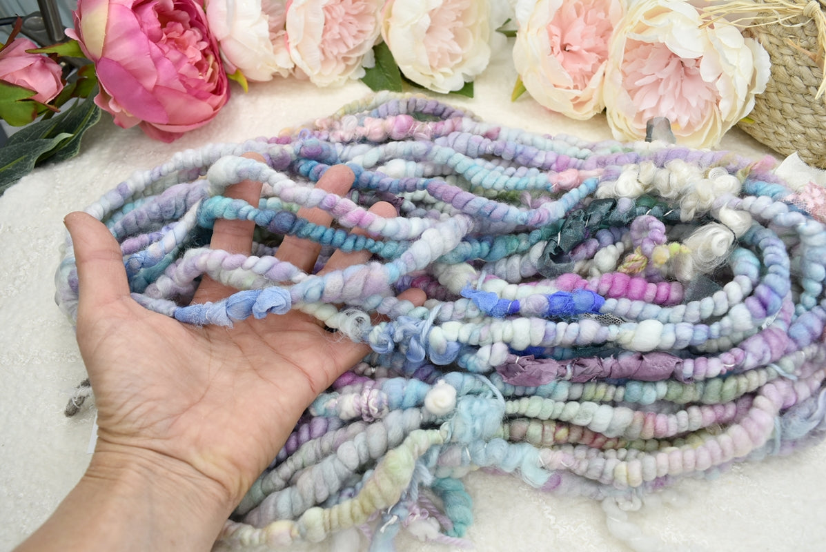 Hand Spun Chunky Art Yarn - Waterfall| Hand Spun Yarn | Sally Ridgway | Shop Wool, Felt and Fibre Online