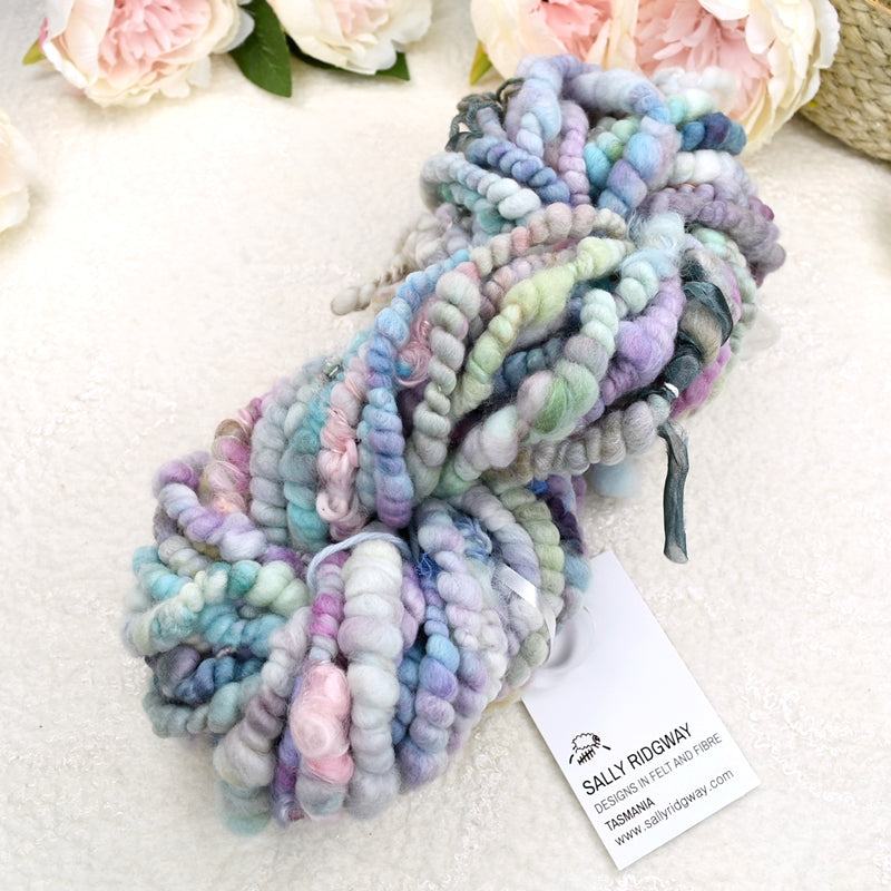 Hand Spun Chunky Art Yarn - Waterfall| Hand Spun Yarn | Sally Ridgway | Shop Wool, Felt and Fibre Online