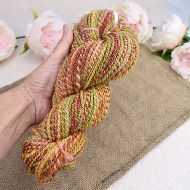Hand Spun Tasmanian Merino Wool Chunky Yarn in Autumn| Hand Spun Yarn | Sally Ridgway | Shop Wool, Felt and Fibre Online