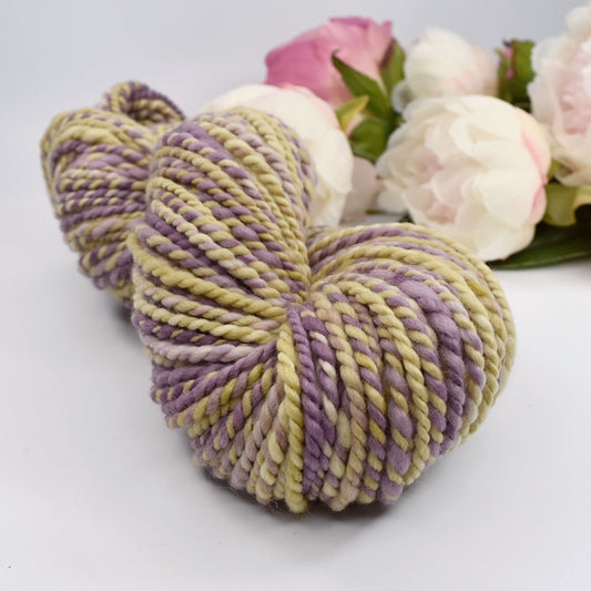 Hand Spun Tasmanian Merino Wool Chunky Yarn in Lilac and Ginger| Hand Spun Yarn | Sally Ridgway | Shop Wool, Felt and Fibre Online