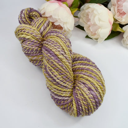 Hand Spun Tasmanian Merino Wool Chunky Yarn in Lilac and Ginger| Hand Spun Yarn | Sally Ridgway | Shop Wool, Felt and Fibre Online