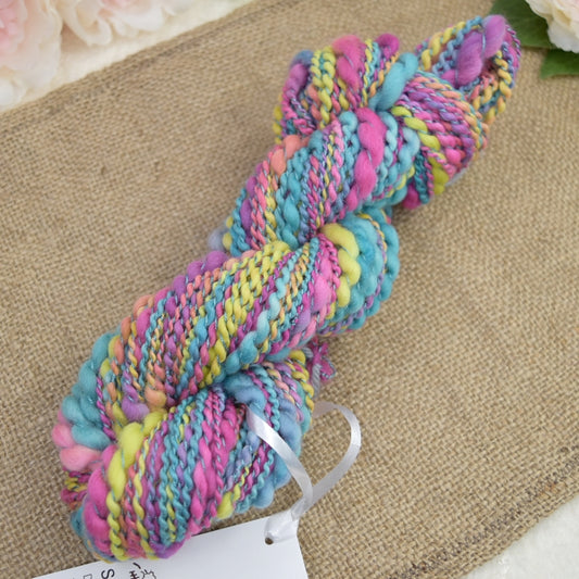 Hand Spun Thick & Thin Tasmanian Merino Yarn in Sunshine| Hand Spun Yarn | Sally Ridgway | Shop Wool, Felt and Fibre Online