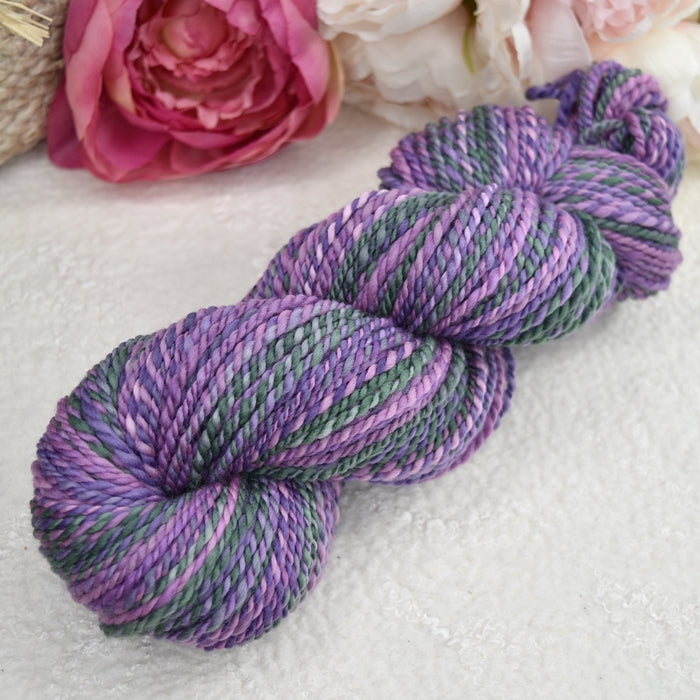Handspun Chunky Tasmanian Merino Yarn in African Violets 13218| Hand Spun Yarn | Sally Ridgway | Shop Wool, Felt and Fibre Online