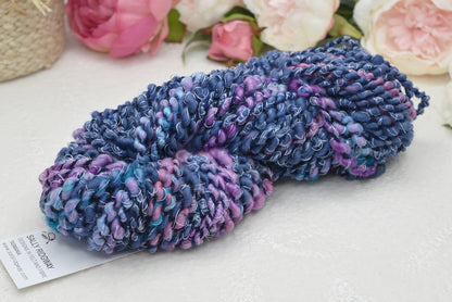 Handspun Chunky Tasmanian Merino Yarn in Blue Kisses| Hand Spun Yarn | Sally Ridgway | Shop Wool, Felt and Fibre Online