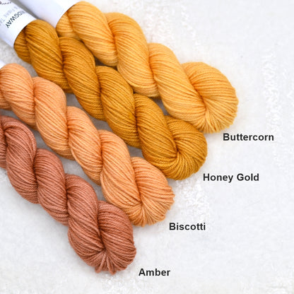 Mini Skeins 4 Ply Supreme Sock Yarn in Amber| Mini Skeins | Sally Ridgway | Shop Wool, Felt and Fibre Online