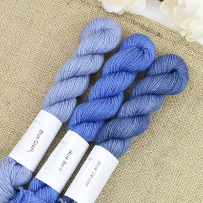 Mini Skeins 4 Ply Supreme Sock Yarn Blue Barn| Mini Skeins | Sally Ridgway | Shop Wool, Felt and Fibre Online