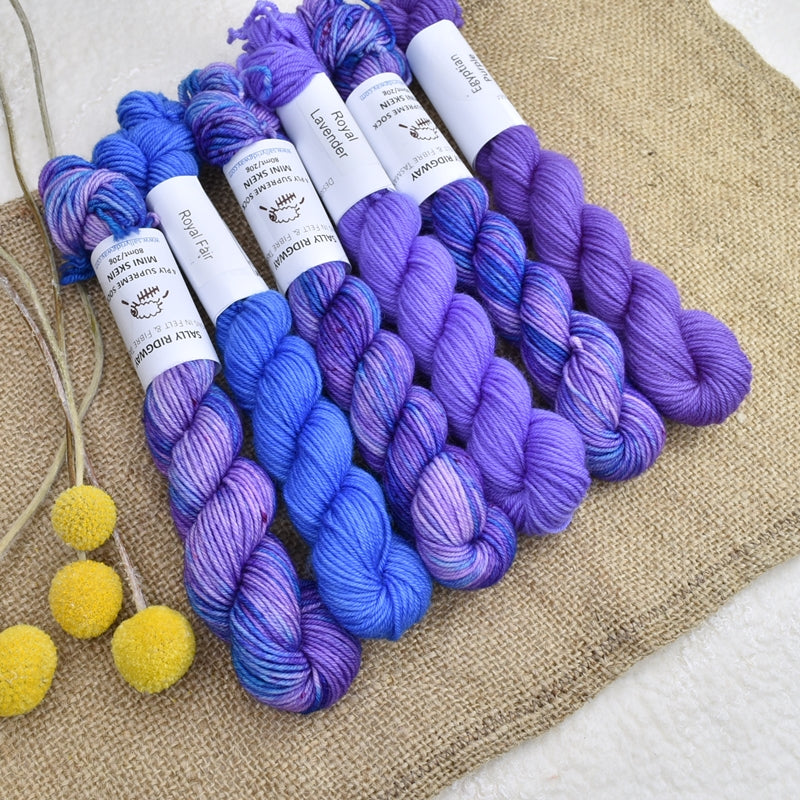 Mini Skeins 4 Ply Supreme Sock Yarn in Blueberry Swish| Mini Skeins | Sally Ridgway | Shop Wool, Felt and Fibre Online