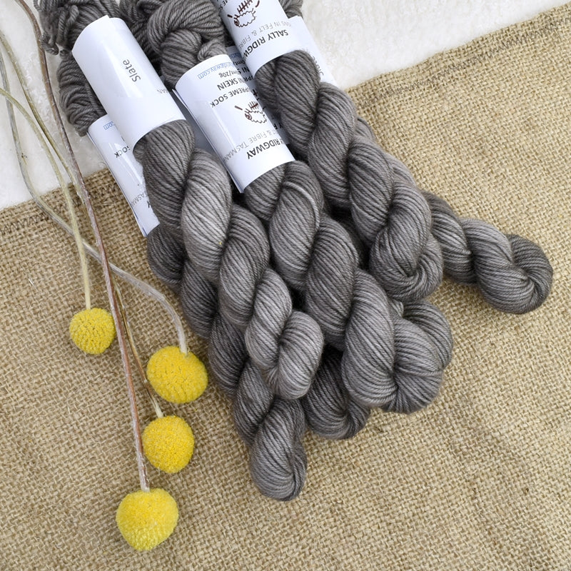 Mini Skeins 4 Ply Supreme Sock Yarn in Slate| Mini Skeins | Sally Ridgway | Shop Wool, Felt and Fibre Online