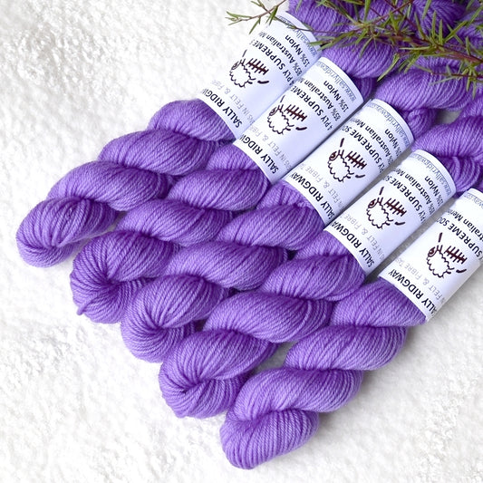 Mini Skeins 4 Ply Supreme Sock Yarn Royal Lavender| Mini Skeins | Sally Ridgway | Shop Wool, Felt and Fibre Online