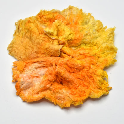 Mulberry Silk Noil Fibre Hand Dyed in Sunshine Yellow| Silk Noil | Sally Ridgway | Shop Wool, Felt and Fibre Online