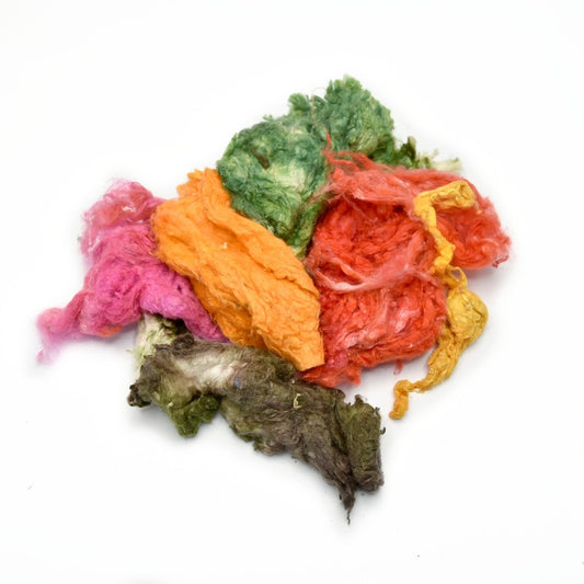 Mulberry Silk Noil Fibre Hand Dyed Multi| Silk Noil | Sally Ridgway | Shop Wool, Felt and Fibre Online