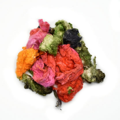 Mulberry Silk Noil Fibre Hand Dyed Multi| Silk Noil | Sally Ridgway | Shop Wool, Felt and Fibre Online