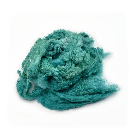 Mulberry Silk Noil Fibre Hand Dyed Turquoise| Silk Noil | Sally Ridgway | Shop Wool, Felt and Fibre Online
