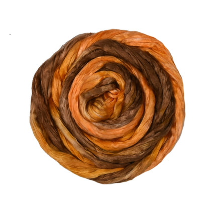 Mulberry Silk Roving Hand Dyed in Burnt Orange 12814| Silk Roving/Sliver | Sally Ridgway | Shop Wool, Felt and Fibre Online