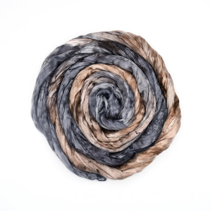 Mulberry Silk Roving Hand Dyed in Charcoal Brown| Silk Roving/Sliver | Sally Ridgway | Shop Wool, Felt and Fibre Online