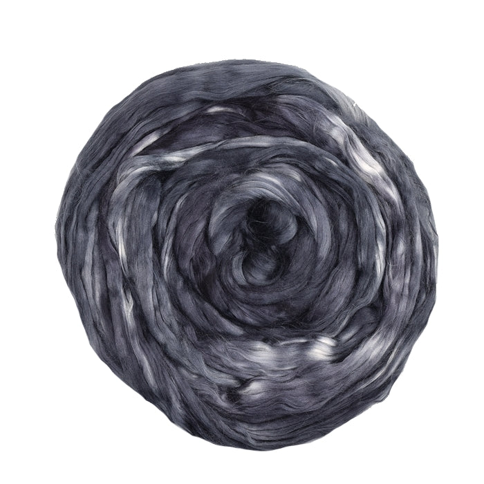 Mulberry Silk Roving Hand Dyed in Charcoal 13093| Silk Roving/Sliver | Sally Ridgway | Shop Wool, Felt and Fibre Online