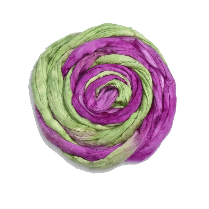 Mulberry Silk Roving Hand Dyed in English Rose| Silk Roving/Sliver | Sally Ridgway | Shop Wool, Felt and Fibre Online