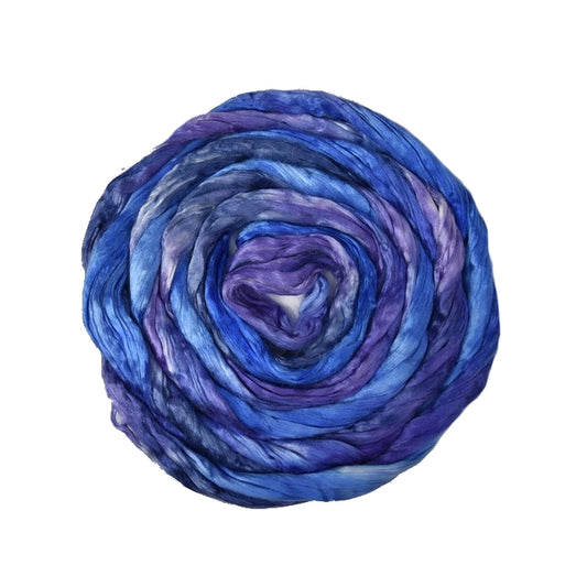 Mulberry Silk Roving Hand Dyed in Periwinkle 13442| Silk Roving/Sliver | Sally Ridgway | Shop Wool, Felt and Fibre Online