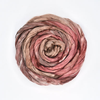 Mulberry Silk Roving Hand Dyed in Red Dust| Silk Roving/Sliver | Sally Ridgway | Shop Wool, Felt and Fibre Online