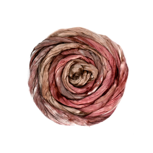 Mulberry Silk Roving Hand Dyed in Red Dust| Silk Roving/Sliver | Sally Ridgway | Shop Wool, Felt and Fibre Online