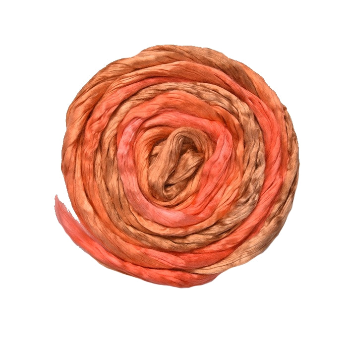 Mulberry Silk Roving Hand Dyed in Spiced Orange 13446| Silk Roving/Sliver | Sally Ridgway | Shop Wool, Felt and Fibre Online
