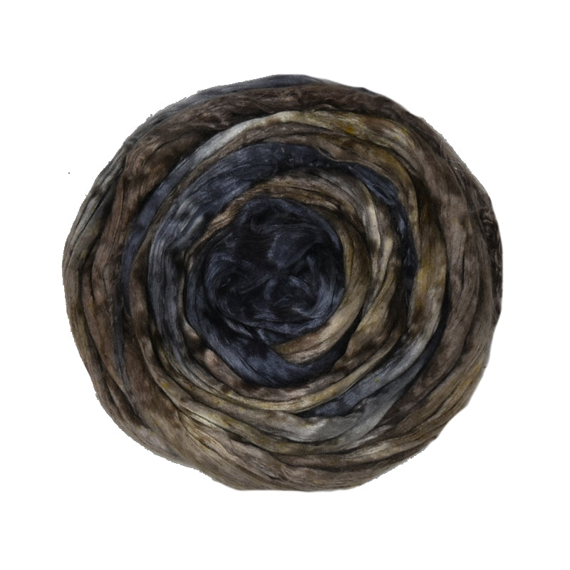 Mulberry Silk Roving Hand Dyed Charcoal Brown 12321| Silk Roving/Sliver | Sally Ridgway | Shop Wool, Felt and Fibre Online