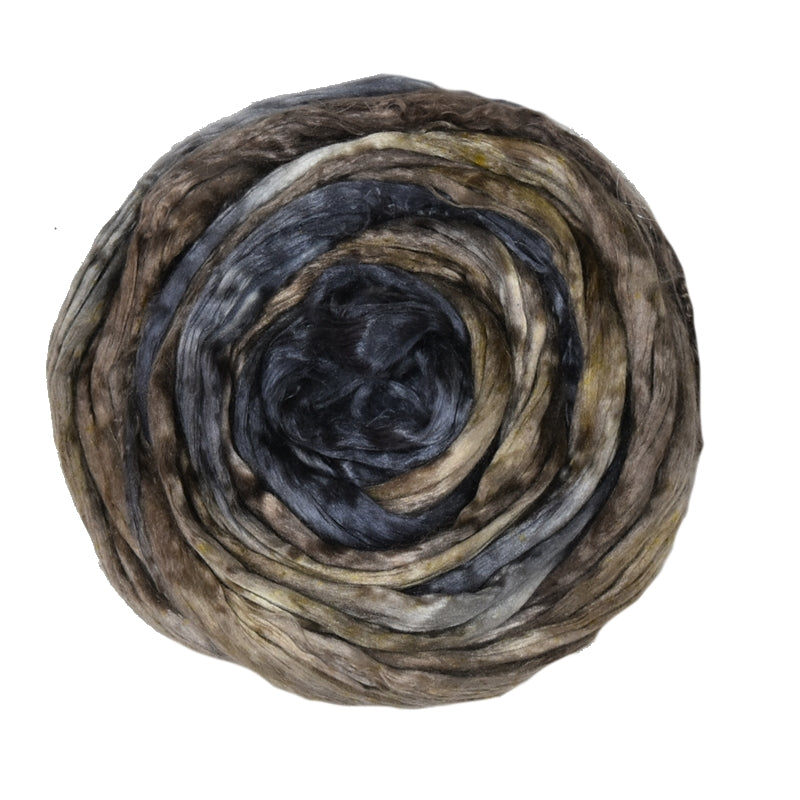 Mulberry Silk Roving Hand Dyed Charcoal Brown 12321| Silk Roving/Sliver | Sally Ridgway | Shop Wool, Felt and Fibre Online