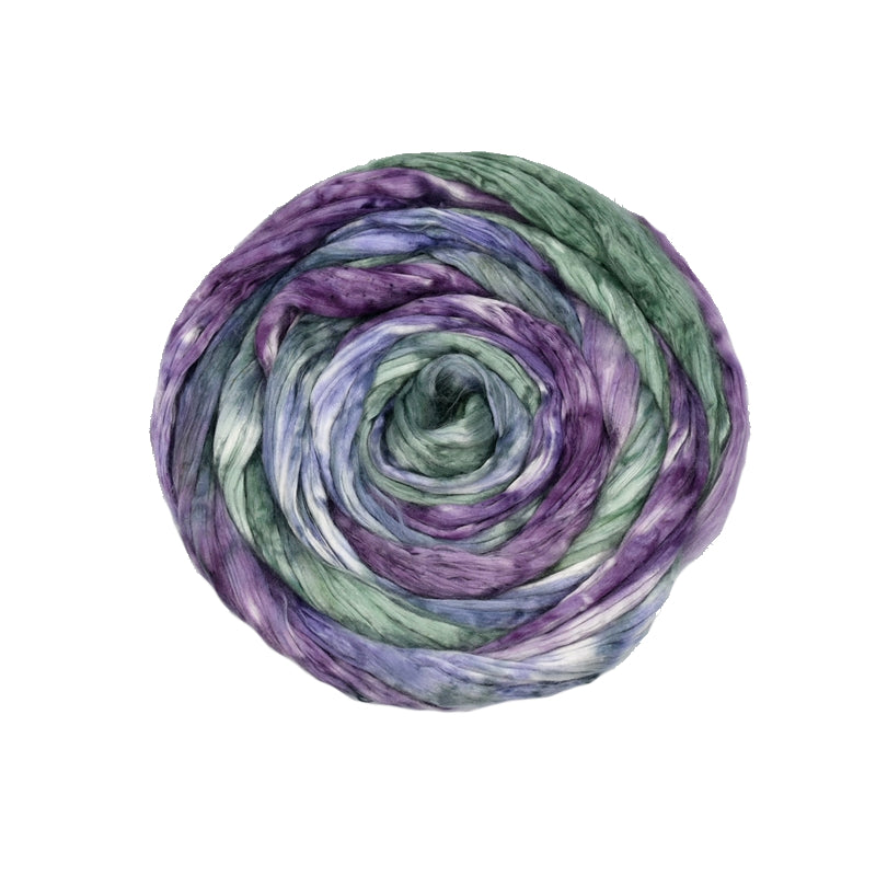 Mulberry Silk Roving Hand Dyed in Grape Vine| Silk Roving/Sliver | Sally Ridgway | Shop Wool, Felt and Fibre Online