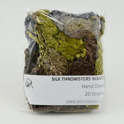 Mulberry Silk Throwster Waste Fibre Woodland 12623-Silk Throwster-3-20 Grams-Sally Ridgway Designs in Felt &amp; Fibre