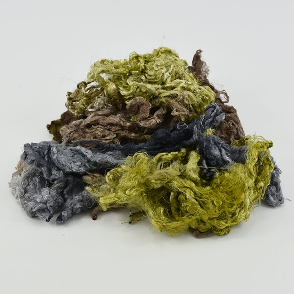 Mulberry Silk Throwster Waste Fibre Woodland 12623-Silk Throwster-2-20 Grams-Sally Ridgway Designs in Felt &amp; Fibre