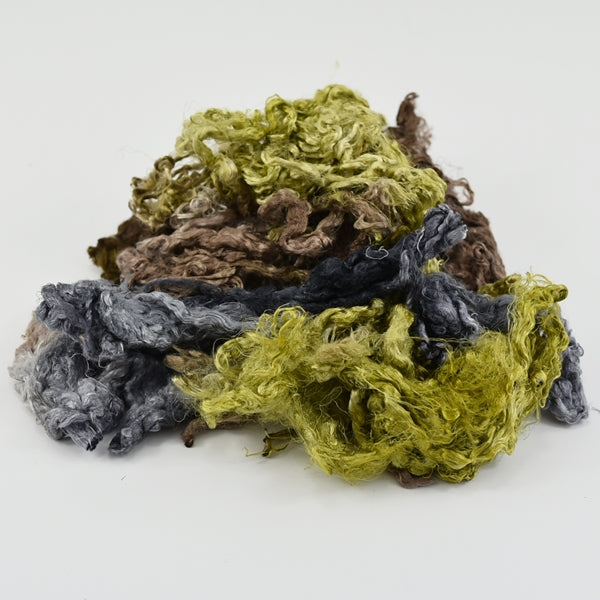 Mulberry Silk Throwster Waste Fibre Woodland 12623-Silk Throwster-1-20 Grams-Sally Ridgway Designs in Felt &amp; Fibre