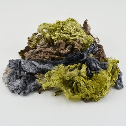 Mulberry Silk Throwster Waste Fibre Woodland 12623-Silk Throwster-1-20 Grams-Sally Ridgway Designs in Felt &amp; Fibre