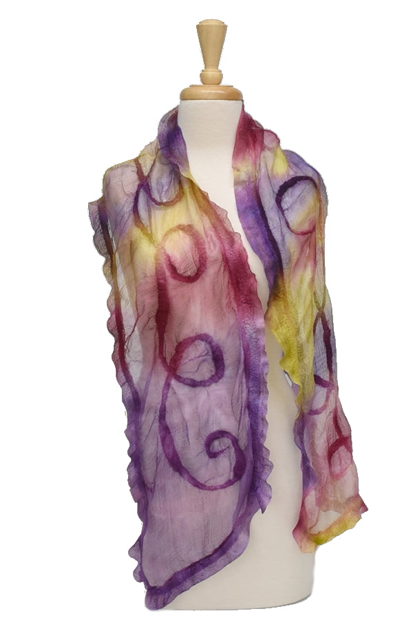 Formal scarf wrap / Felted wool shawl Merino wool offers scarf Felted wool scarf Nuno scarf Dark scarf Wool wrap Merino scarf, Gifts for mom