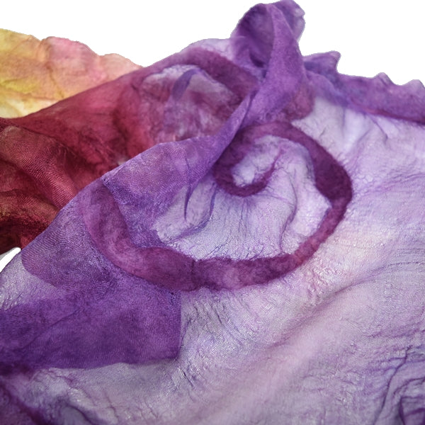Ruffled Nuno Felted Merino Wool and Silk Art Scarf - 13103| Wool Felt Scarves | Sally Ridgway | Shop Wool, Felt and Fibre Online