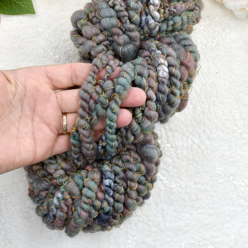 Olive Hand Spun Chunky Art Yarn| Hand Spun Yarn | Sally Ridgway | Shop Wool, Felt and Fibre Online