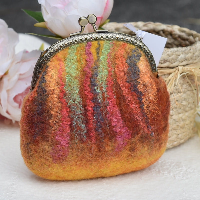 Orange Wool Felt Accessory Purse-Coin Purse-2-Sally Ridgway Designs in Felt &amp; Fibre