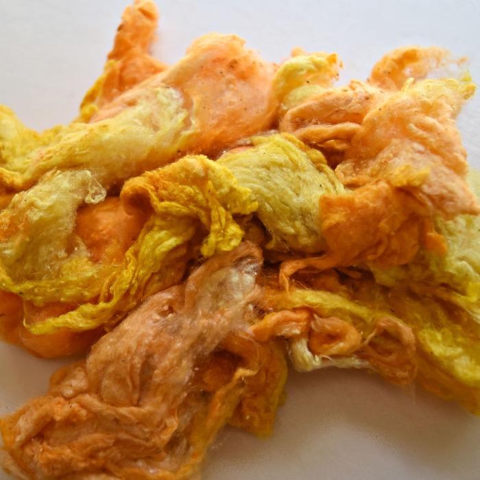 Mulberry Silk Noil Fibre Hand Dyed, Yellow Mix 11789-Silk Noil-1-20 Grams-Sally Ridgway Designs in Felt &amp; Fibre