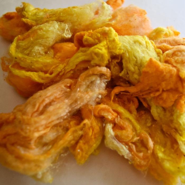 Mulberry Silk Noil Fibre Hand Dyed, Yellow Mix 11789-Silk Noil-3-20 Grams-Sally Ridgway Designs in Felt &amp; Fibre