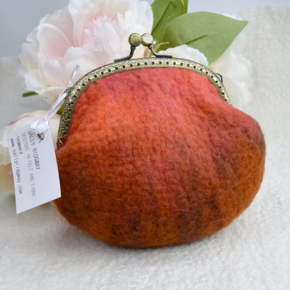 Orange Wool Felted Coin or Accessory Purse-Coin Purse-3-Sally Ridgway Designs in Felt &amp; Fibre
