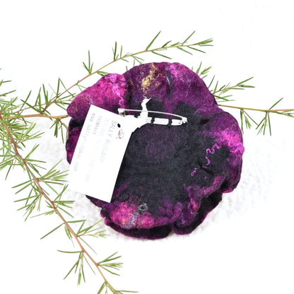 Large Wool Felt Flower Brooch Pin in Raspberry 13227| Brooch | Sally Ridgway | Shop Wool, Felt and Fibre Online