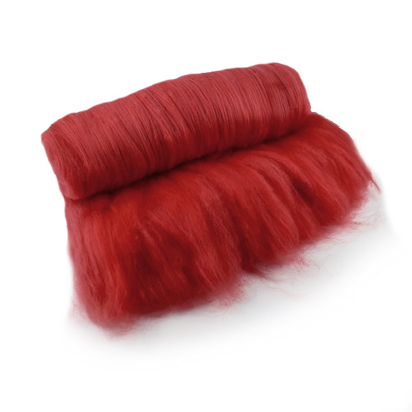 Tasmanian Merino Wool Carded Batts Hand Dyed Bright Red 13236| Merino Wool Batts | Sally Ridgway | Shop Wool, Felt and Fibre Online